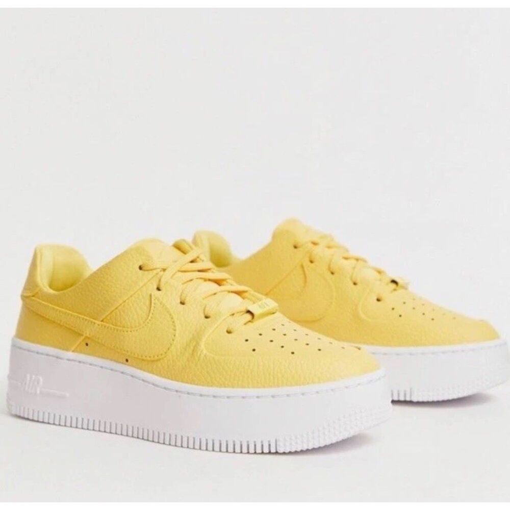 Nike Air Force 1 Yellow Sage Low Women's Platform Sneakers, size 7